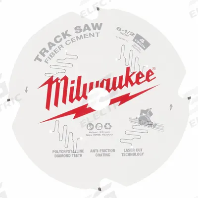 MILWAUKEE Circular Saw Blade: 6 1/2 in Blade Dia., 4 Teeth, 0.09 in Cut Wd - Fiber Cement-Cutting Blades
