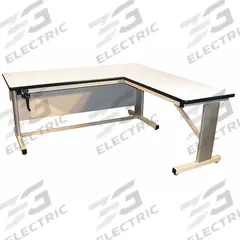 PRO-LINE L-Shaped Workbench: Adj Ht, Laminate, 72 in x 30 in, 600 lb Overall Load Capacity, Beige (MPN ELL7272PL-H11). Key specifications — Brand: PRO-LINE.