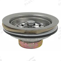 PERFECT PUTTY Strainer: Stainless Steel, Chrome, 2 1/2 in Overall Ht, 4 1/2 in Overall Dia, Threaded (MPN 59-3100). Key specifications — Product Type: Sink Drain; Brand: PERFECT PUTTY; Finish: Chrome; Material: Stainless Steel; Includes: Basket with Post.