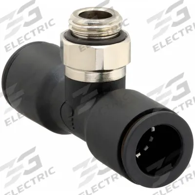 LEGRIS Push-Fit Tee Fitting: 10 mm Pipe x 10 mm OD x 1/2 in Pipe Size, Polymer - Nylon & Nickel-Plated Brass Tube Fittings