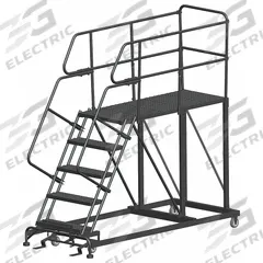 BALLYMORE Mobile Work Platform: 4.2 ft Platform Ht - Max, 36 in x 60 in, Steel, 800 lb Load Capacity (MPN SEP5-3660). Key specifications — Folding: Not Foldable; Mobility: Rolling; Brand: BALLYMORE; Color: Gray; Height Adjustability: Fixed Height; Includes Handrails: Handrails Included; Locking Mechanism: Foot-Activated Step Lock; Handrails: Includes Handrails.