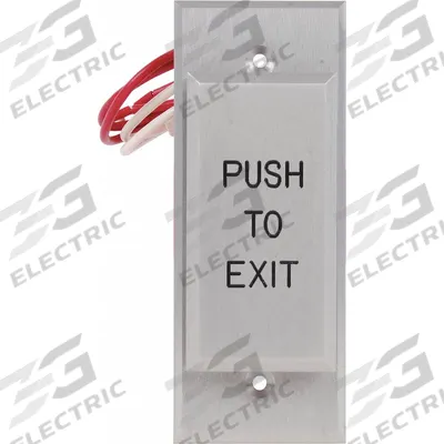 DORTRONICS Exit Push Button: 4 1/2 in Ht, 1 1/2 in Dp, 1 3/4 in Wd, Silver, Silver – Aluminum - Push-to-Exit Buttons