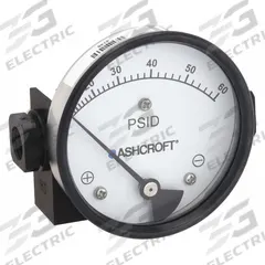 ASHCROFT Differential Pressure Gauge: In-Line, 1/4 in NPT Female, 1130, 3 1/2 in Dial, Aluminum (MPN 351130FD25SXCYLM60PSID). Key specifications — Sensor Type: Diaphragm; Series: 1130; Housing Material: Aluminum; Certificate of Calibration: Not Included.