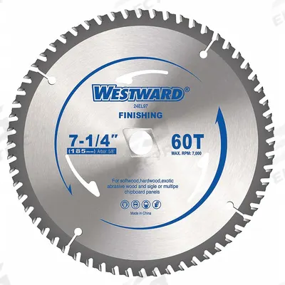 WESTWARD Circular Saw Blade: 7 1/4 in Blade Dia., 60 Teeth, 0.07 in Cut Wd - Wood-Cutting Blades
