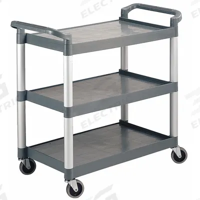 APPROVED VENDOR Utility Cart: 265 lb, 3 Shelves, 25 in L x 17 in W Self, Gray - Service Utility Carts