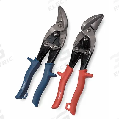 WESTWARD Aviation Snip Set: Left/Right, 9 3/4 in Overall Lg, 1 1/4 in Cutting Lg - Offset Aviation Snip Sets