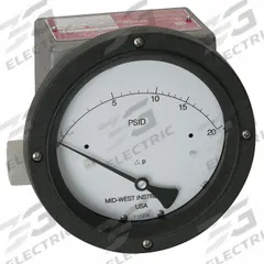 MIDWEST INSTRUMENT Differential Pressure Gauge & Switch: In-Line, 1/4 in NPT Female, 220, IP65 4X (MPN 220-SC-02-O(JAA)-10P). Key specifications — Sensor Type: Piston; Series: 220; Housing Material: 316 Stainless Steel; Certificate of Calibration: Not Included; Gauge Accuracy: ±3-2-3%.