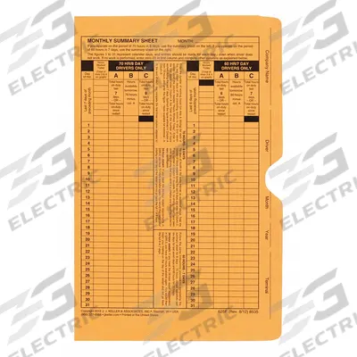 JJ KELLER Monthly Log Summary Envelopes (MPN 8535)