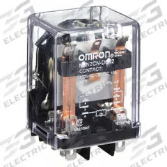 OMRON General Purpose Relay: Socket Mounted, 10 A Current Rating, 12V DC, DPDT, 8 Pins/Terminals (MPN MJN2C-N-DC12). Key specifications — Brand: OMRON; Base Type: Square; Mounting Style: Plug-In; Pin Shape: Flat; Electrical Connection: Quick-Connect; Manufacturer Part Number: MJN2C-N-DC12; Series: MJN Series.