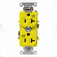 LEVITON Plugs and Receptacles: Duplex, 5-20, Yellow, 125V AC, 20 A, 2 Pole / 3 Wire (MPN WBR20-Y)