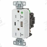 USB Receptacle: Duplex, 5-20R, 2 USB Ports, USB Type A/C, White, 125V AC, 20 A (MPN USB8300ACPDW). Key specifications — Brand: HUBBELL.
