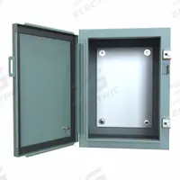 HAMMOND Electrical Enclosure: Steel, 16 in x 12 in x 10 in, NEMA 12/13, w/Panel, Solid Cover, Hinged (MPN 1418B10). Key specifications — Brand: HAMMOND; Closure Method: Clamps; Knockouts: Not Included.
