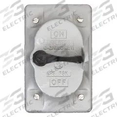 APPLETON ELECTRIC Weatherproof Cover: Malleable Iron, FD/FS, Square Handle Tumblers/Toggle Switches (MPN FSK-1VS). Key specifications — Brand: APPLETON ELECTRIC; Color: Gray; Compatible with Product Type: Toggle Switches; Compatible with Series: FS; Mounting Orientation: Vertical.