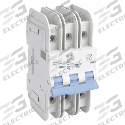 Dayton Miniature Circuit Breaker: 10 A Amps, 10kA at 480V AC, Lug - D-Curve, 3-Pole UL489 DIN Rail-Mount Miniature Circuit Breakers