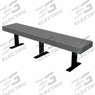 ULTRASITE Outdoor Bench: Trailside, 96 in Overall Lg, 17 1/4 in Overall Ht, Gray - Vandal Resistant Resinwood Benches