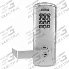 SCHLAGE ELECTRONICS Electronic Keyless Lock: Keypad, ADA Compliant, Chrome (MPN CO100CY70 KP RHO 626 PD). Key specifications — Product Type: Electronic Keyless Lock; Manufacturer Part Number: CO100CY70 KP RHO 626 PD; Access Method: Keypad; Key Override Options: Schlage 6 Pin Everest 29 S123 Keyway.