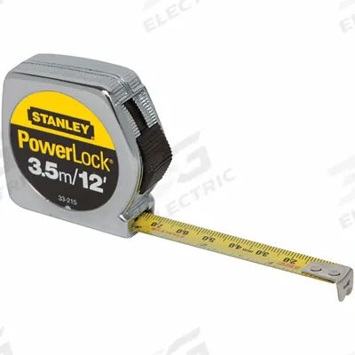 STANLEY Tape Measure: Nonmagnetic Single Hook Tip, 12 ft / 3.5 m, Metal - Inch & Metric Tape Measures