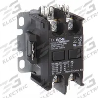 EATON Definite Purpose Magnetic Contactor: 2 Poles, 120V AC, 40 A, Non-Reversing (MPN C25BNB240A). Key specifications — Brand: EATON; Coil Voltage: 110-120V AC; Contactor Style: HVACR Definite Purpose Contactor; Frame Size: B; Terminal Connection Type: Quick-Disconnect Terminals; Maximum Voltage Rating: 690V AC; Series: C25 Series; Phase: Single.