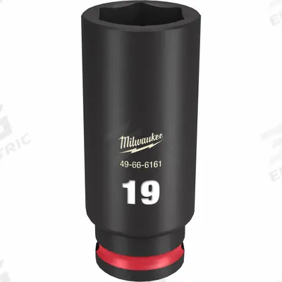MILWAUKEE Deep Impact Socket: 3/8 in Drive Size, Metric, 19 mm Socket Size, 6-Point - 3/8" Drive Impact Sockets