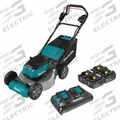 MAKITA Battery-Powered Lawn Mower Kit: Self-Propelled, 18 in Cutting Wd, Variable Speed Settings (MPN XML06PT1). Key specifications — Run Time: Not Rated; Cutting Height Adjustment: Single-Point; Battery Platform: LXT®; Deck Material: Steel; Brand: MAKITA; Speed Settings: Variable; Filter - Kit Contents: Battery Included; Power Source: Battery-Powered.
