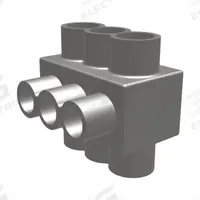 BURNDY Multitap Connector: 4 Port, Double-Sided Entry, 14 AWG – 4 AWG Wire Size, Black (MPN 1PLD44). Key specifications — Body Material: Aluminum; Brand: BURNDY.