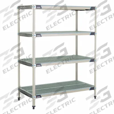 METRO Plastic Industrial Shelving: 24 in x 30 in, 62 in Overall Ht, 4 Shelves - Harsh-Environment Antimicrobial Stationary Plastic Shelving