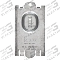 RACO Electrical Box Cover: 1 Gangs, Blank, For Rectangular Box Shape, Steel, 3 1/2 in Overall Lg (MPN 701FG). Key specifications — Brand: RACO; For Box Shape: Rectangular; Material: Steel; Cover Design: Blank.