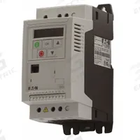 EATON Variable Frequency Drive: In Phase Single, Out Phase Single, 1/2 hp, IP21, No Bypass, Compact (MPN DC1-S24D3NN-A20CE1). Key specifications — Style: Compact; Color: White; Output Phase: Single.