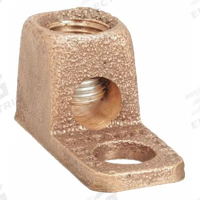 BURNDY Wire Connector: 4 AWG – 1/0 AWG Wire Sizes, 3/8 in Stud Size - Straight Mechanical Lugs