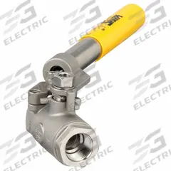 SHARPE Manual Two-Way Ball Valve: 3/4 in, 316 Stainless Steel, Straight Valve Body, FNPT x FNPT (MPN 4351012340). Key specifications — Seat Material: Polymer; Brand: SHARPE; Handle: Locking Lever.