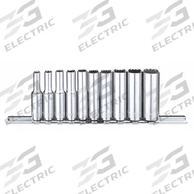 WESTWARD Socket Set: 1/4 in Drive, 10 Piece, 12-Point, SAE - SAE & Metric Socket Sets