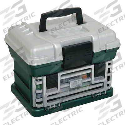 PLANO MOLDING Small Parts Storage System: 13 3/8 in x 10 in x 9 3/4 in, Green/Silver - Small Parts Compartmented-Box Systems