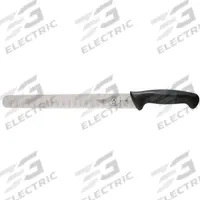 MERCER CUTLERY Slicer: Granton Edge, 11 in Overall Lg, Steel Blade, Santoprene/Polypropylene Handle (MPN M23011). Key specifications — Sub-brand: Millennia; Brand: MERCER CUTLERY; Blade Material: Steel; Blade Type: Granton Edge; Forged/Stamped: Stamped; Handle Color: Black; Handle Material: Santoprene/Polypropylene; Knife Type: Slicer.
