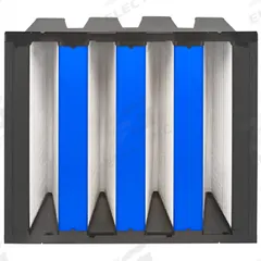 GRAINGER V-Bank Air Filter: 24 in x 24 in x 12 in, Fiberglass, Single Header, 4 Vs, MERV 11 (MPN 11Z795). Key specifications — Brand: GRAINGER; Frame or Header Material: Plastic; Media Material: Fiberglass; Filters Out: Coal Dust.