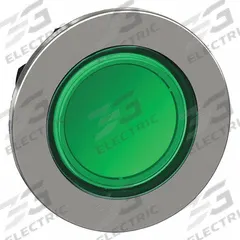 SCHNEIDER Flush Push Button: Green, 30 mm Mounting Size, Metallic, Maintained (MPN ZB4FH033). Key specifications — Brand: SCHNEIDER; Action: Maintained; Series: XB4; Push Button Material Type: Metallic.