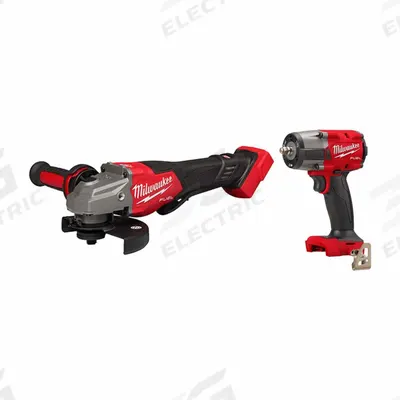 MILWAUKEE Grinder and Impact Wrench: 2 Tools, Angle Grinder/Impact Wrench, 18 V DC Volt - Milwaukee 18V Cordless Tool Combination Kits