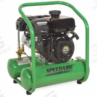 SPEEDAIRE Portable Gas Air Compressor: 1 Stage, 4 hp Engine, Mi-T-M, 4.8 cfm @ 90 psi, Twin Stack (MPN AM1-HM04-05G). Key specifications — attr50858: Mi-T-M; attr50864: Recoil; attr50844: SPEEDAIRE.