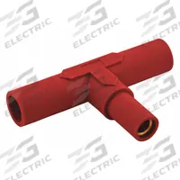Paralleling Tee: Male-Male-Female, Red, 600V AC/600V DC, 150 A, Series 15 (MPN HBL15PTR). Key specifications — Brand: HUBBELL; Gender Configuration: Male-Male-Female.