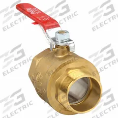 APPROVED VENDOR Manual Two-Way Ball Valve: 2 in, Brass, Straight, MIP x FIP, Std Port Ball Port, Red (MPN 107-328). Key specifications — Brand: APPROVED VENDOR; Handle: Lever.