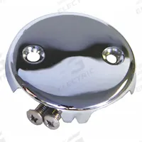 KISSLER Overflow Face Plate: Metal, Chrome-Plated, 2 in Overall Dia, 1/2 in Overall Ht, Screw (MPN 42-7132). Key specifications — Color: Silver; Includes: Faceplate and Screws; Connection Type: Screw; Material: Metal.