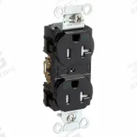 HUBBELL Receptacle: Duplex, 5-20, Black, 125V AC, 20 A, 2 Pole / 3 Wire (MPN BR20BLKWRTR)