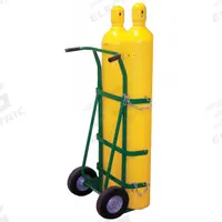 SAFTCART Cylinder Hand Truck: 400 lb, Single, 2 Cylinder, 17 in W x 9 in D Nose Plate (MPN 750-20). Key specifications — Brand: SAFTCART; Color: Green; Securing Mechanism: Chain.