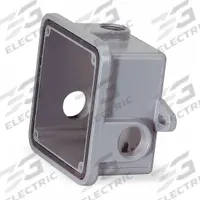 FEDERAL SIGNAL Gasketed Weatherproof Back Box: Cast Aluminum, 2 1/2 in Overall Lg, WB. Key specifications — Manufacturer Part Number: WB; Brand: FEDERAL SIGNAL; Color: Gray; Compatible Product Type: Weatherproof Back Box; Material: Cast Aluminum; Product Type: Gasketed Weatherproof Back Box; Compatible Manufacturer Model Number: 4 in and 6 in Vibrating Bells and Horns; Features: Mounting Lugs and Threaded Conduit Openings 1/2 in and 3/4 in with 2 in Deep Mounting Lugs on 4-1/2 in Centers.