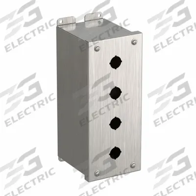 HAMMOND Push Button Enclosure: 22mm, 4 Holes, 304 Stainless Steel - Enclosures for 22mm Operators