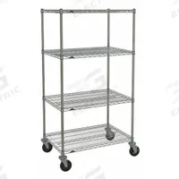 METRO Wire Shelving Unit: 36 in x 24 in x 67 7/8 in, Dry, Split Sleeve, 4 Shelves, Silver (MPN PK1052). Key specifications — attr15738: Silver; attr15739: (4) Posts; attr14157: Chrome; attr14150: Dry; attr14159: Round; attr5304: 4; attr14155: (2) Swivel with Brakes; attr14158: Steel.