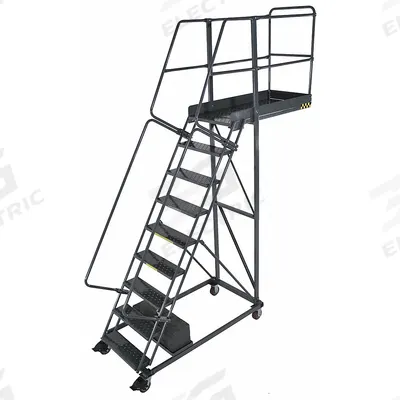 BALLYMORE Rolling Cantilever Ladder: 7.5 ft Platform Ht, Unassembled, Locking Casters - Unsupported Cantilever Ladders