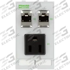 MURRELEKTRONIK Combination Insert: RJ45 Cat5E, NEMA 1-15, 125 V AC Socket Volt Rating, 51 mm x 88 mm (MPN 4000-68000-4060000). Key specifications — Brand: MURRELEKTRONIK; Socket Configuration: NEMA 1-15; Data Port Configuration: (2) RJ45 8-Pole Metal CAT5e Female-to-Female; Insert Design: Data & Power Insert.