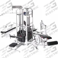 PROMAXIMA Multi-Gym: Steel, Powder Coated, Gray, Blue, Vinyl, 3 Stations (MPN P-235-2)