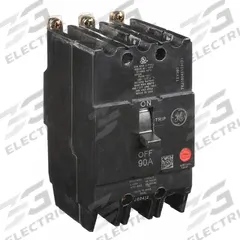 GE Molded Case Circuit Breaker: 90 A Amps, 14kA at 277/480V AC, Fixed, Lug, ABC (MPN TEY390). Key specifications — Series: TEY; Max. AIR Rating: 14kA at 277/480V AC; Instantaneous Trip: Fixed; Terminal Connection: Lug; Phase Connection: ABC.