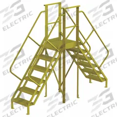 TRI-ARC Crossover Bridge: 5 ft Platform Ht, Steel, 1,000 lb Load Capacity, Perforated, 6 Steps (MPN 7CZ01). Key specifications — Brand: TRI-ARC; Color: Yellow; Tread Type: Perforated.